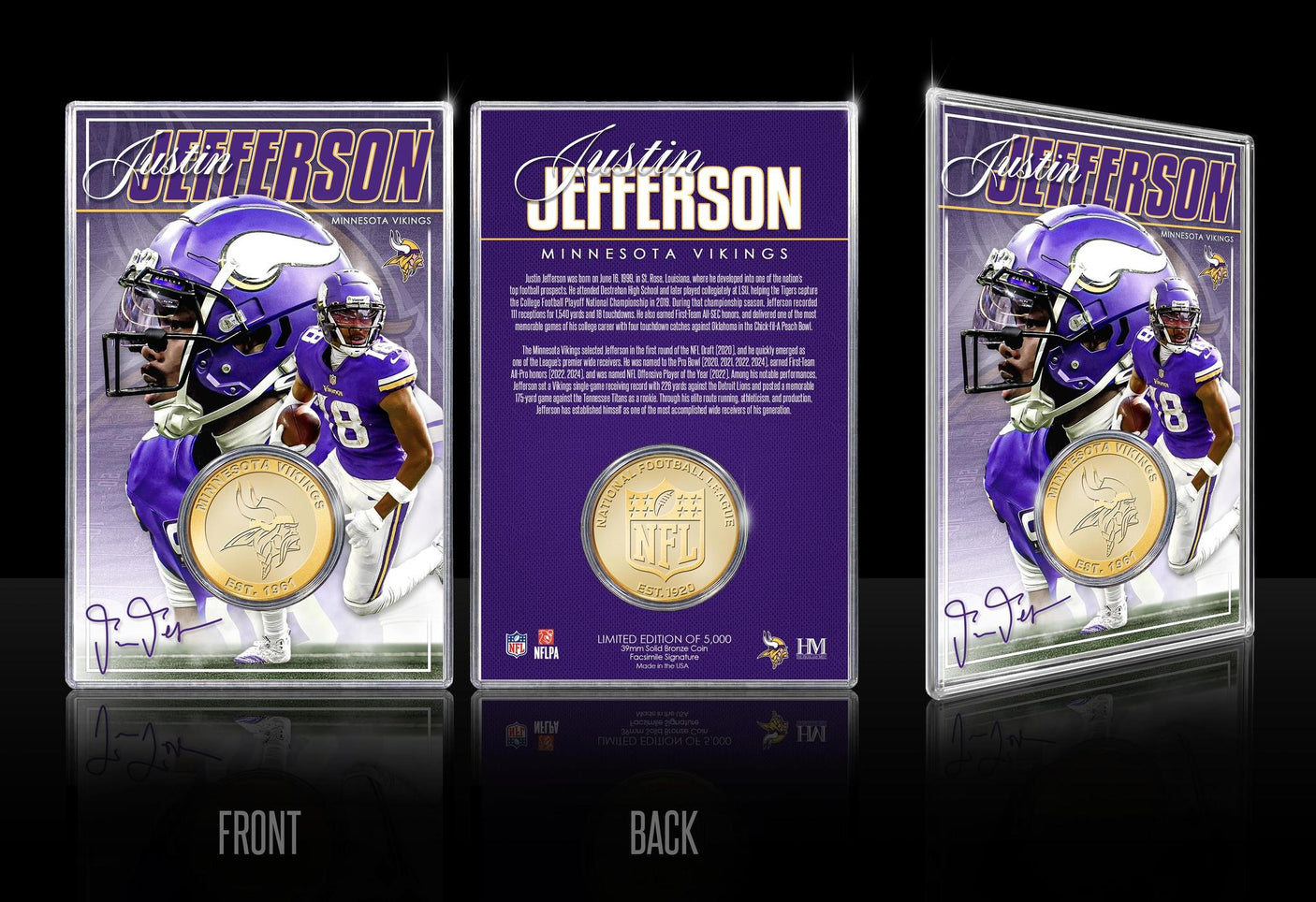 Vikings Justin Jefferson Bronze Coin Card