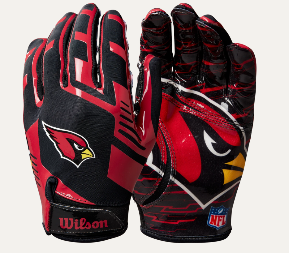 Cardinals Wilson Adult NFL Stretch Fit Receivers Gloves Pro Football Hall of Fame