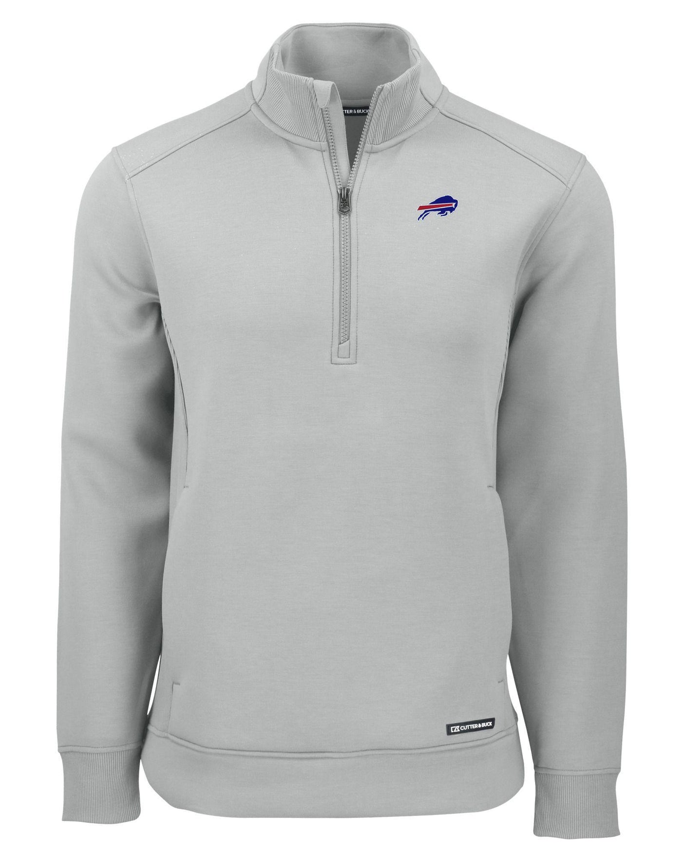 Bills Cutter and Buck Men's Grey Roam Eco Quarter Zip Pullover