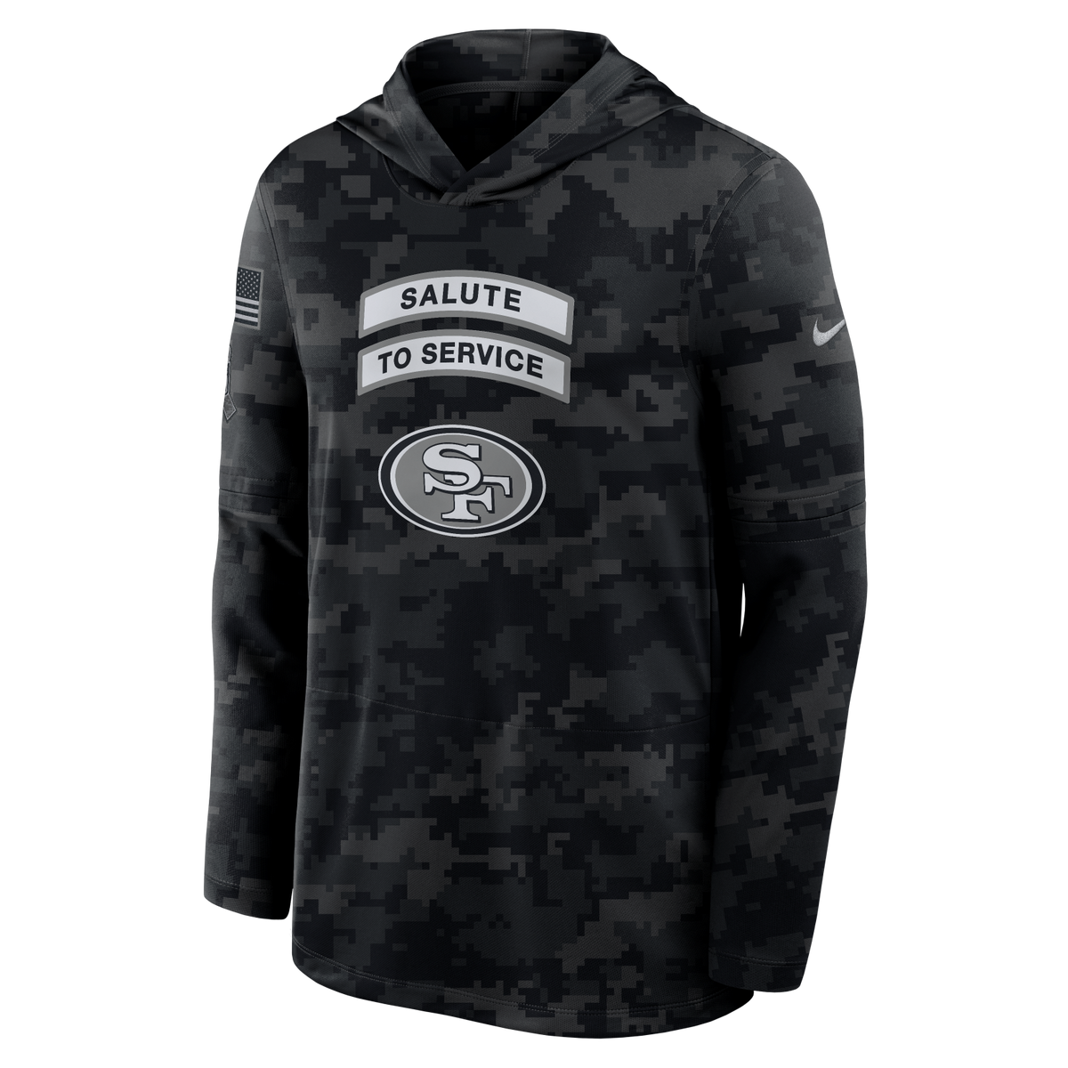 49ers 2026 Nike Men's Salute to Service Hooded Long Sleeve Top Pro Football Hall of Fame