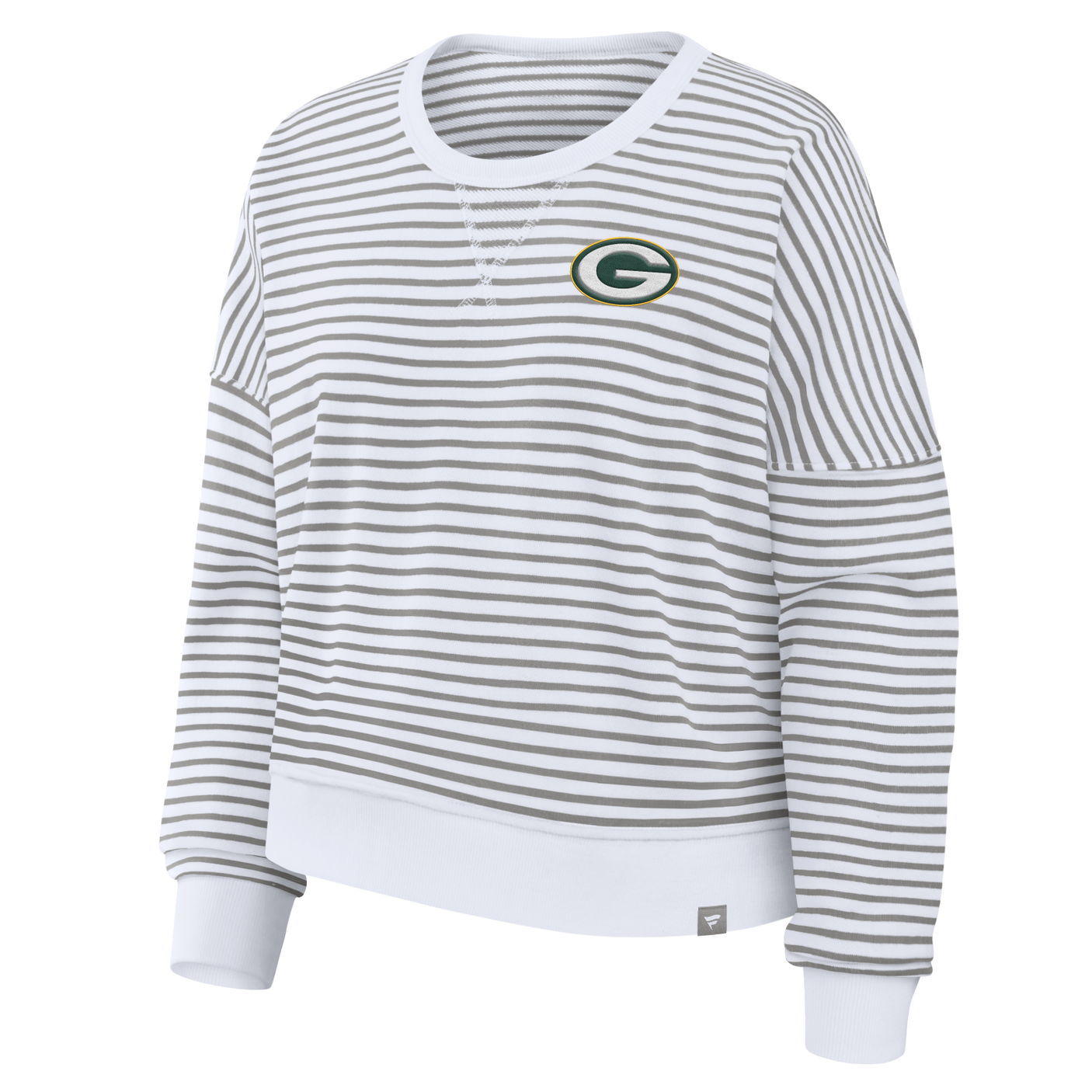 Packers 2026 Fanatics Women's Striped Oversized French Terry Crewneck