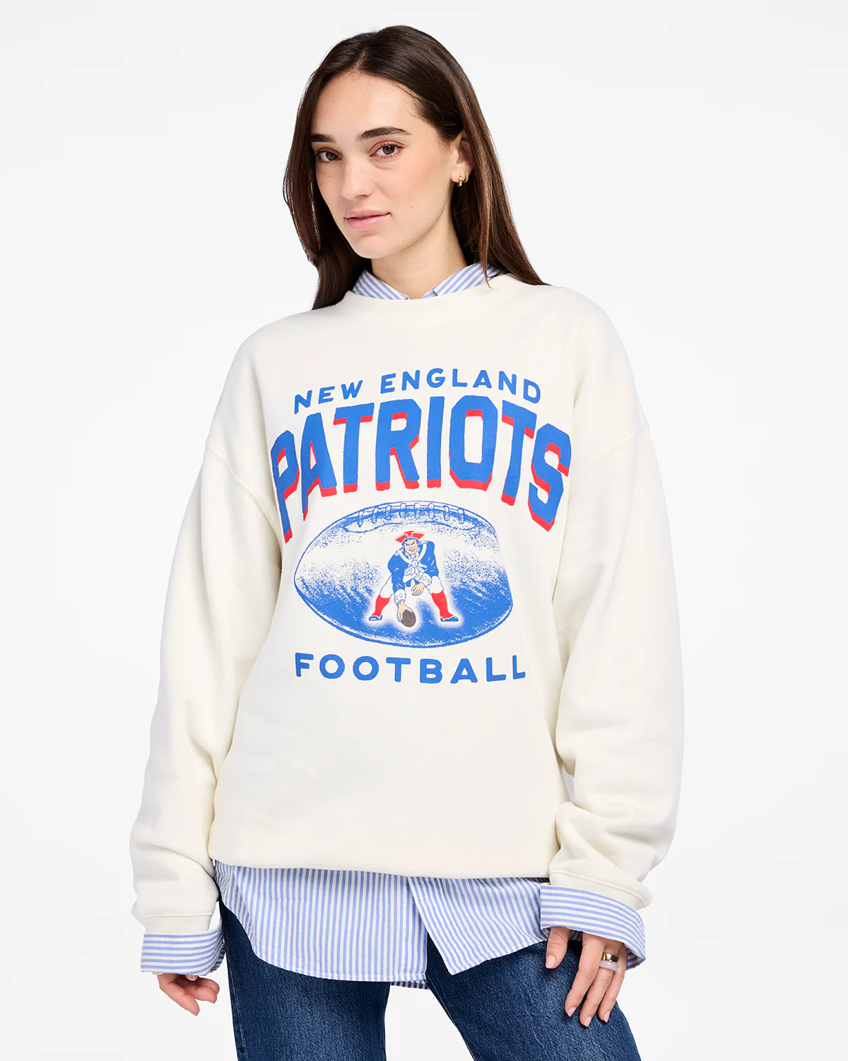 Patriots 2025 '47 Brand Women's Arch Cloud Oversized Crewneck