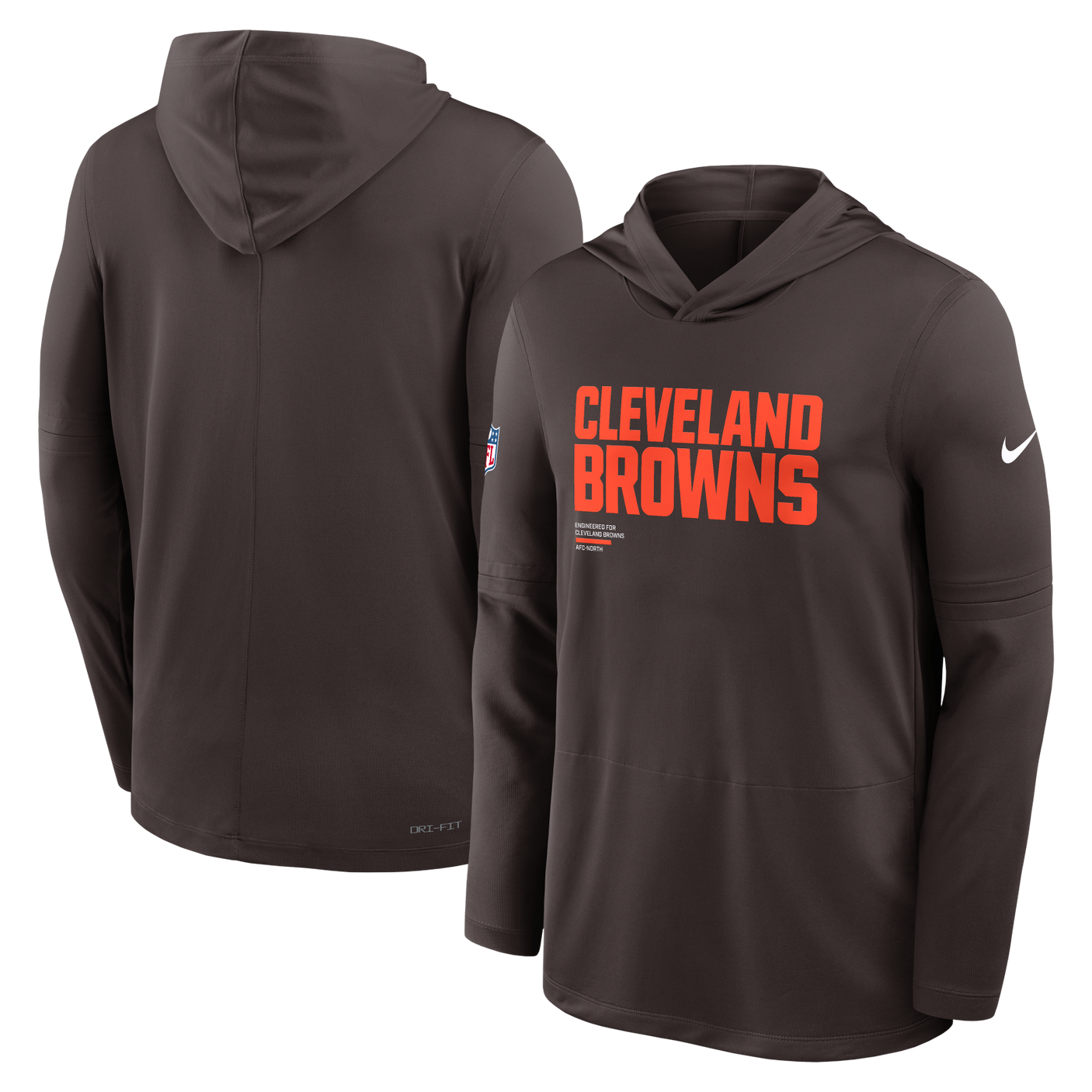 Browns 2025 Nike Men's Dri-Fit Lightweight Long Sleeve Hoodie Top