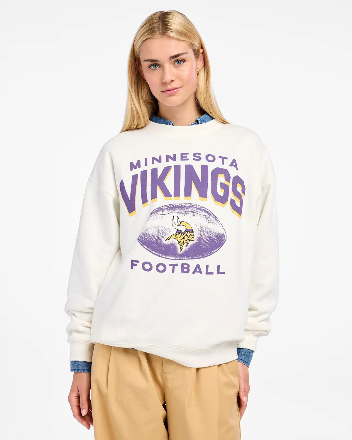 Vikings 2025 '47 Brand Women's Arch Cloud Oversized Crewneck