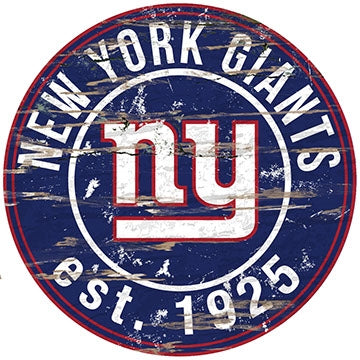 Giants Established Date Distressed Round Wall Art Pro Football Hall of Fame