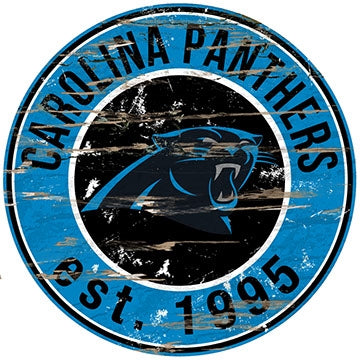 Panthers Established Date Distressed Round Wall Art Pro Football Hall of Fame