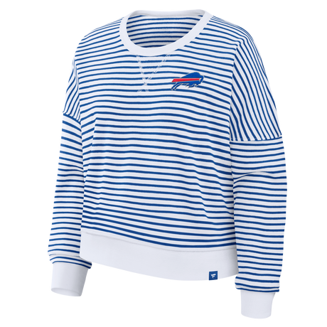 Bills 2026 Fanatics Women's Striped Oversized French Terry Crewneck