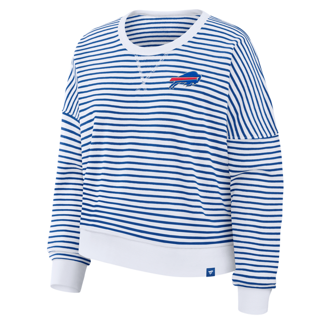 Bills 2026 Fanatics Women's Striped Oversized French Terry Crewneck