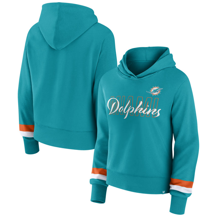 Dolphins Women's Sleeve Stripe Pullover Sweatshirt