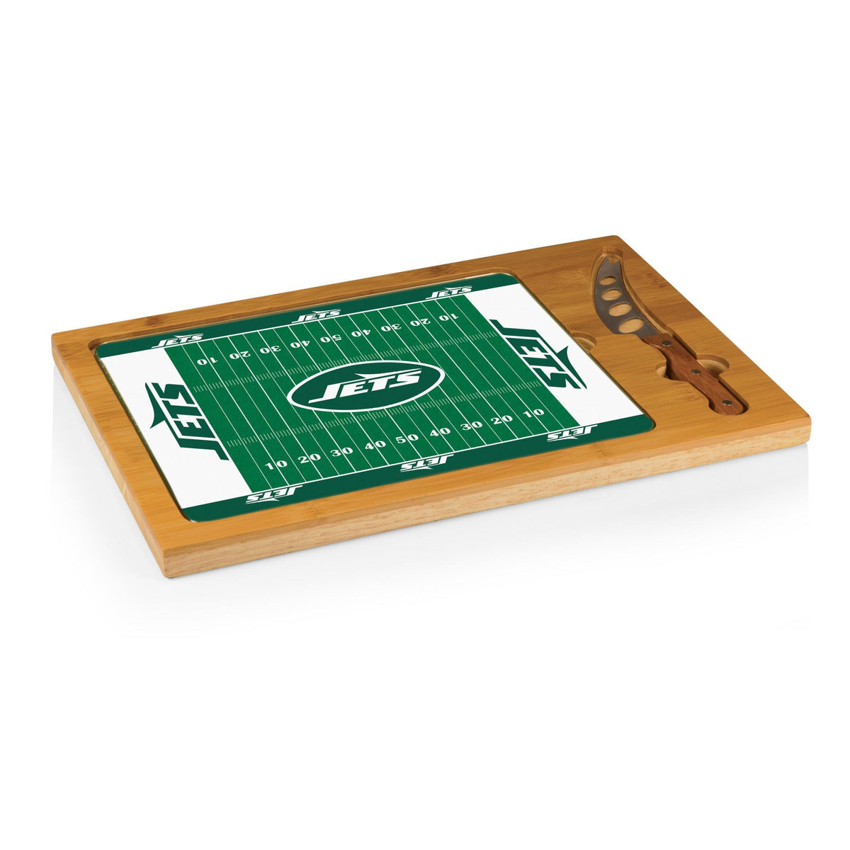 Jets Icon Glass Top Cutting Board & Knife Set by Picnic Time Pro Football Hall of Fame