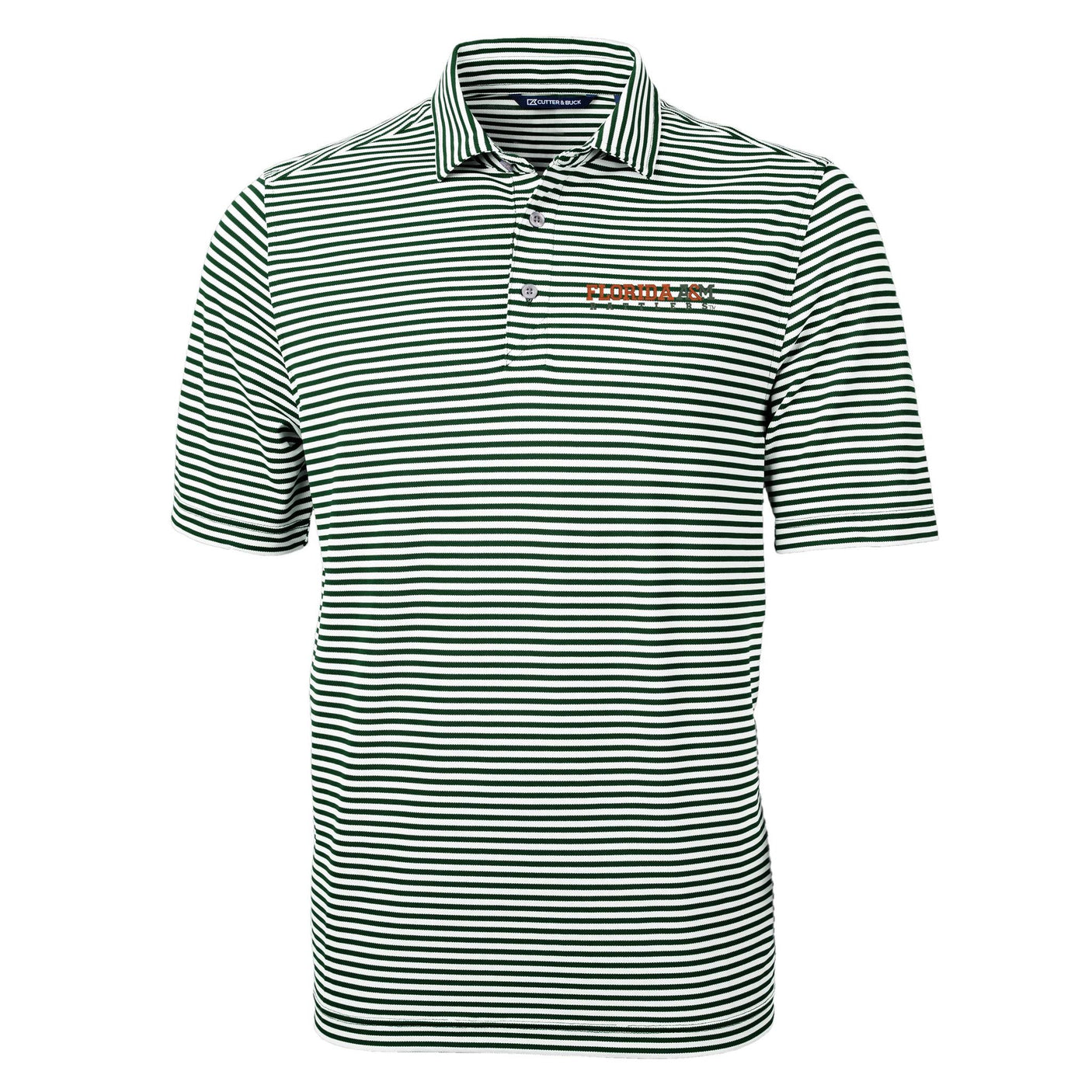 HBCU Team Cutter & Buck Men's Virtue Recycled Stripe Featherlight Pique Polo