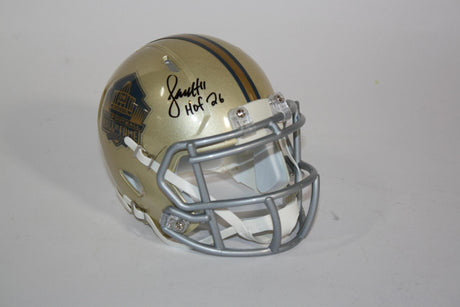 Larry Fitzgerald Autographed Hall of Fame Gold Mini Helmet with HOF Inscription