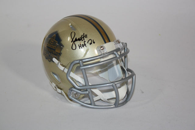 Larry Fitzgerald Autographed Hall of Fame Gold Mini Helmet with HOF Inscription
