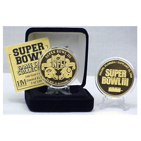 Super Bowl III (3) Goldplate Flip Coin