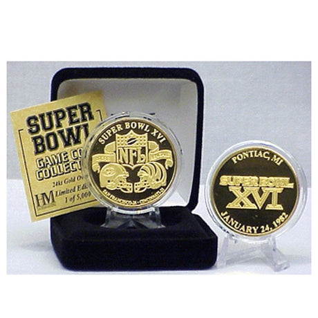 Super Bowl XVI (16) Goldplate Flip Coin