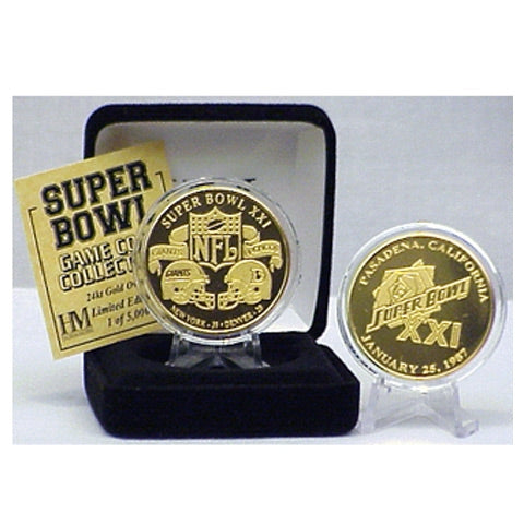 Super Bowl XXI (21) Goldplate Flip Coin