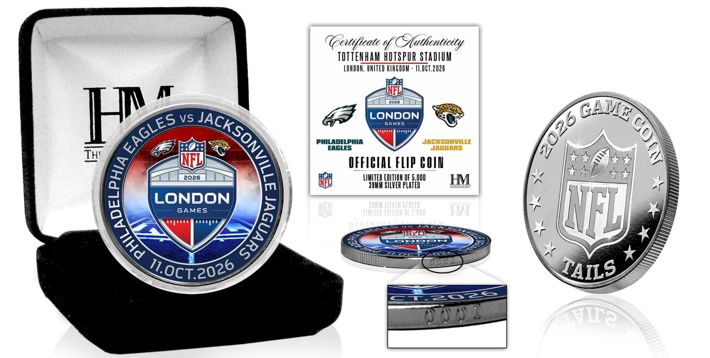 2026 NFL International Games Eagles vs Jaguars London Color Silver Flip Coin