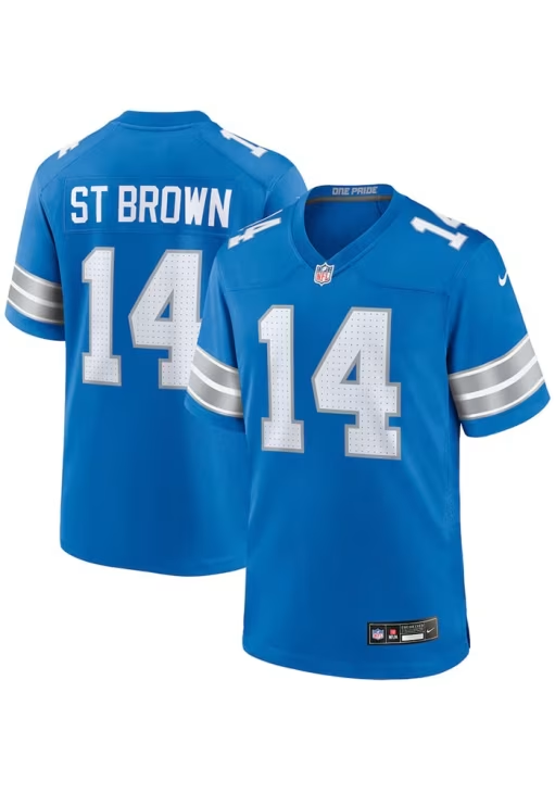 Lions Amon-Ra St. Brown Nike Men's Blue Game Jersey
