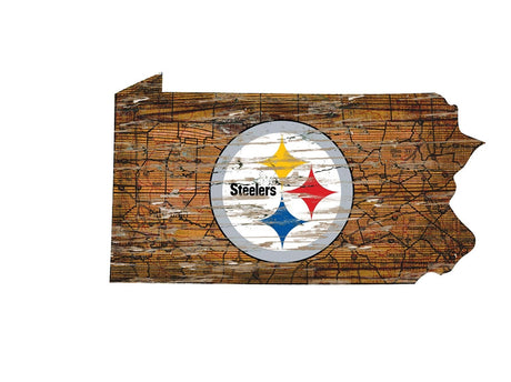 Steelers Distressed State Sign With Team Logo