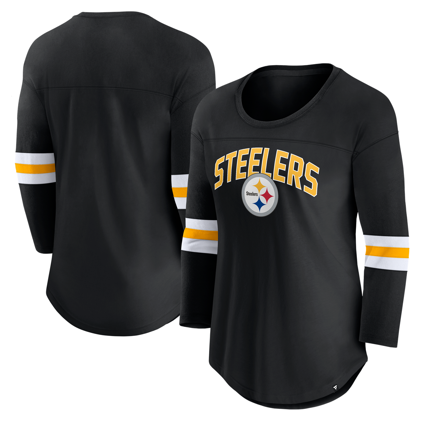 Steelers Women's Fanatics First Team Arch 3/4 Sleeve T-Shirt