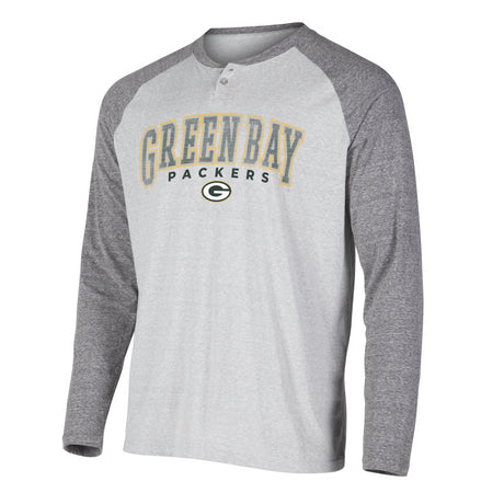 Packers Concepts Sport Ledger Raglan Long Sleeve Henley T-Shirt