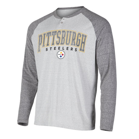 Steelers Concepts Sport Ledger Raglan Long Sleeve Henley T-Shirt