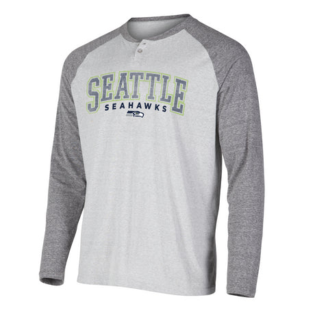 Seahawks Concepts Sport Ledger Raglan Long Sleeve Henley T-Shirt