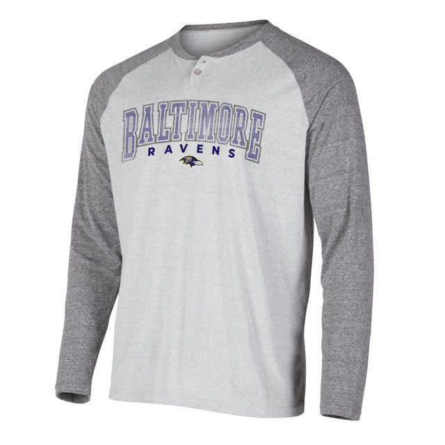 Ravens Concepts Sport Ledger Raglan Long Sleeve Henley T-Shirt