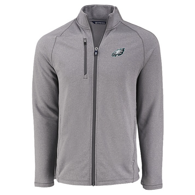 Eagles Cutter and Buck Men's Grey Peshastin Eco Fleece Full Zip Jacket