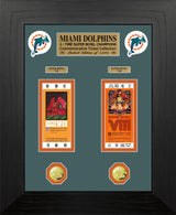 Dolphins Super Bowl Ticket and Game Coin Collection Framed