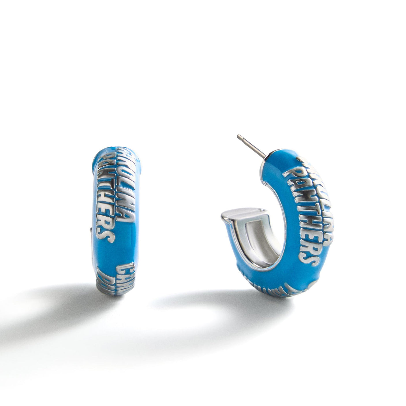 Panthers Puffy Enamel Hoop Earrings