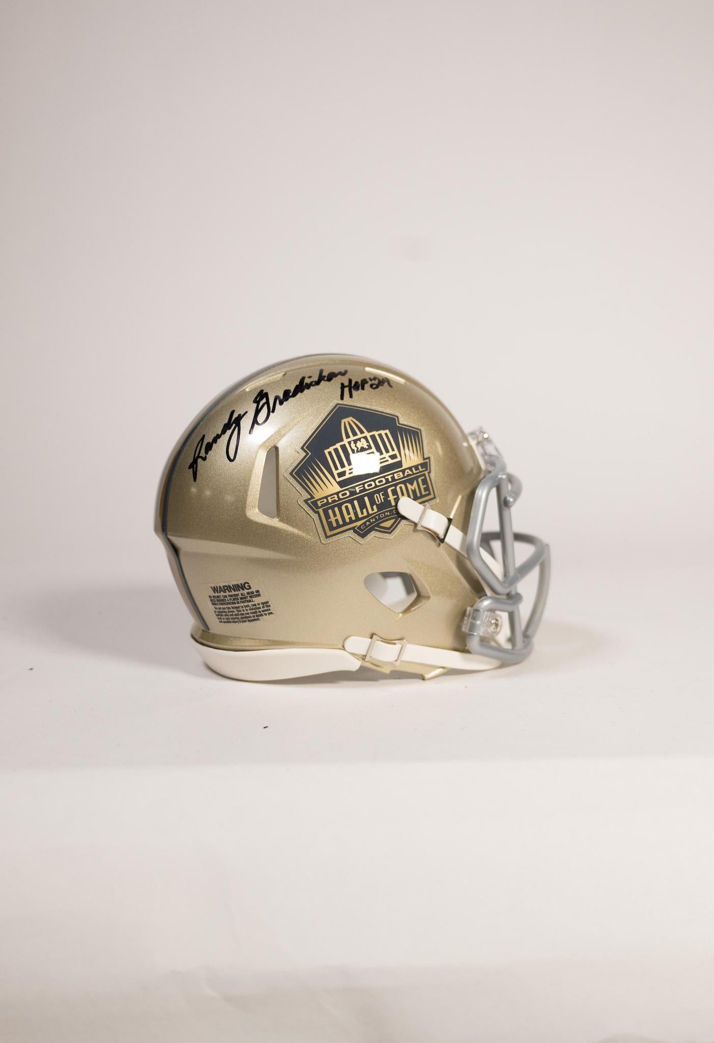 Randy Gradishar Autographed Hall of Fame Gold Mini Helmet