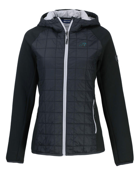 Panthers Cutter and Buck Women's Black Rainier PrimaLoft Eco Hybrid Jacket