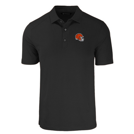 Browns Cutter and Buck Men's Black Forge Eco Fine Line Stripe Recycled Polo