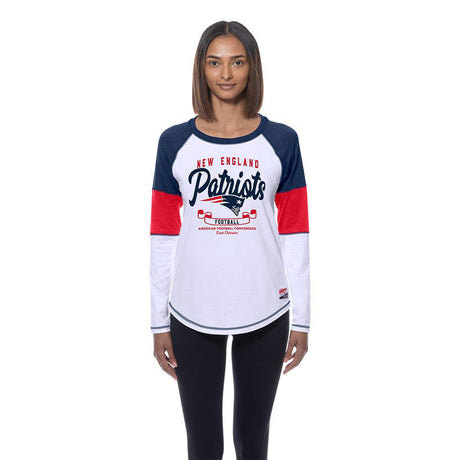 Patriots 2025 New Era Women's White Long Sleeve T-Shirt