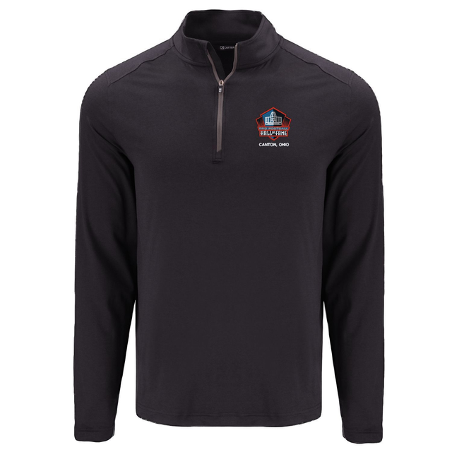 Hall of Fame Cutter & Buck Men's Black Coastline Recycled Double Peached 1/4 Zip Pullover