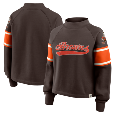Browns 2025 Fanatics Women's Toss Sweep Mock Neck Fleece Crewneck