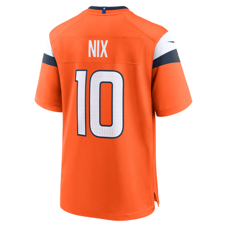 Broncos Bo Nix Men's Orange Nike Game Jersey