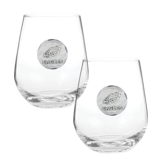 Philadelphia Eagles 2-Piece Stemless Wine Glass Set with Collectible Box