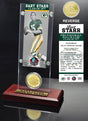 Bart Starr "1977 NFL Hall of Fame Inductee" Ticket & Bronze Coin Acrylic Desktop