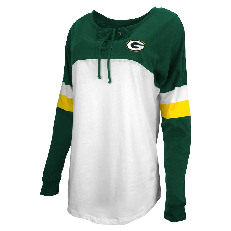 Packers Women's New Era Lace-Up Crew Long Sleeve Shirt