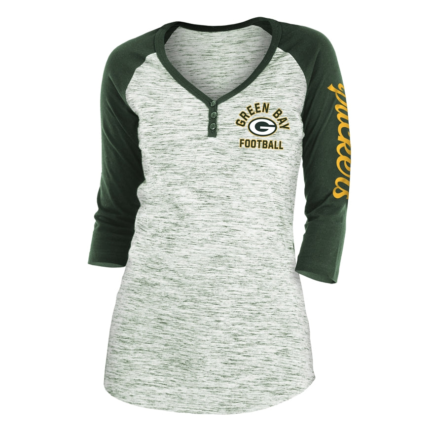 Packers New Era Women's Long Sleeve Henley T-shirt