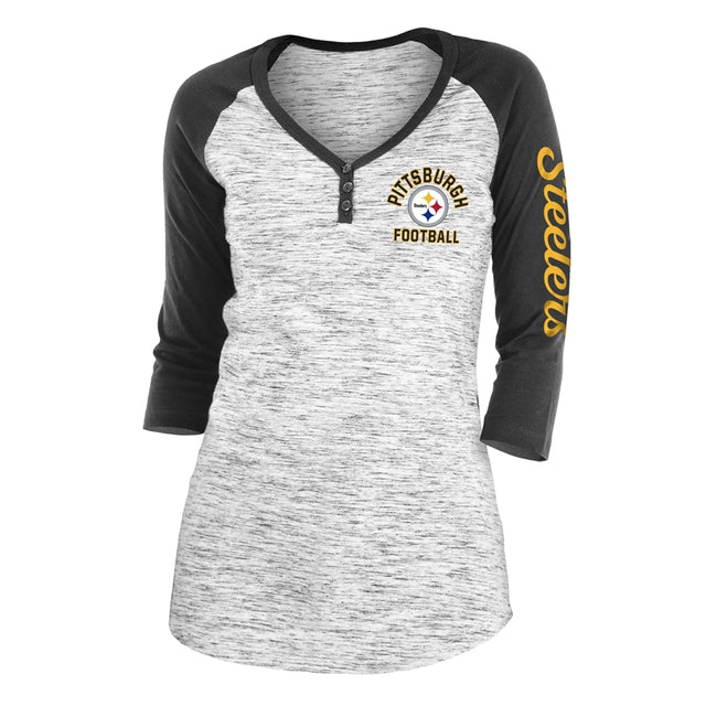 Steelers New Era Women's Long Sleeve Henley T-shirt