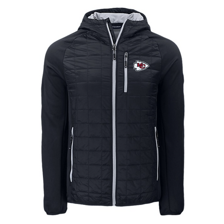 Chiefs Cutter and Buck Men's Black Rainier PrimaLoft Eco Hybrid Jacket
