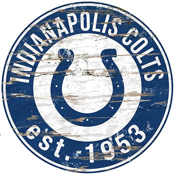 Colts Established Date Distressed Round Wall Art