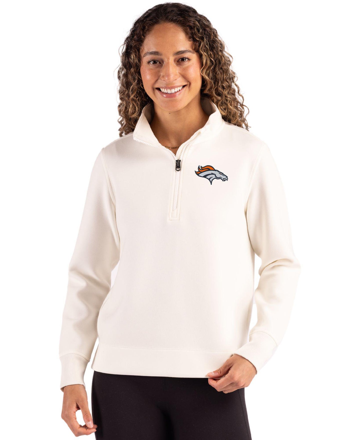 Broncos Cutter & Buck Women's Roam Eco Quarter Zip Pullover