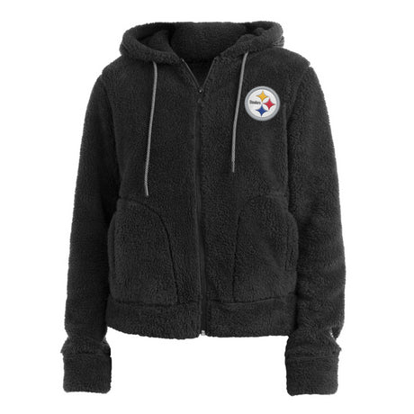 Steelers New Era Women's Black Sherpa Full-Zip Hoodie