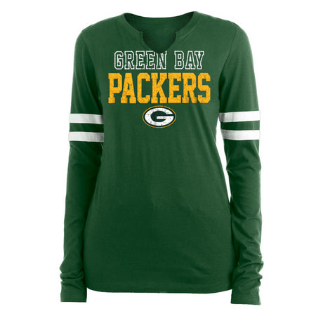 Packers New Era Women's Split Neck Long Sleeve T-Shirt