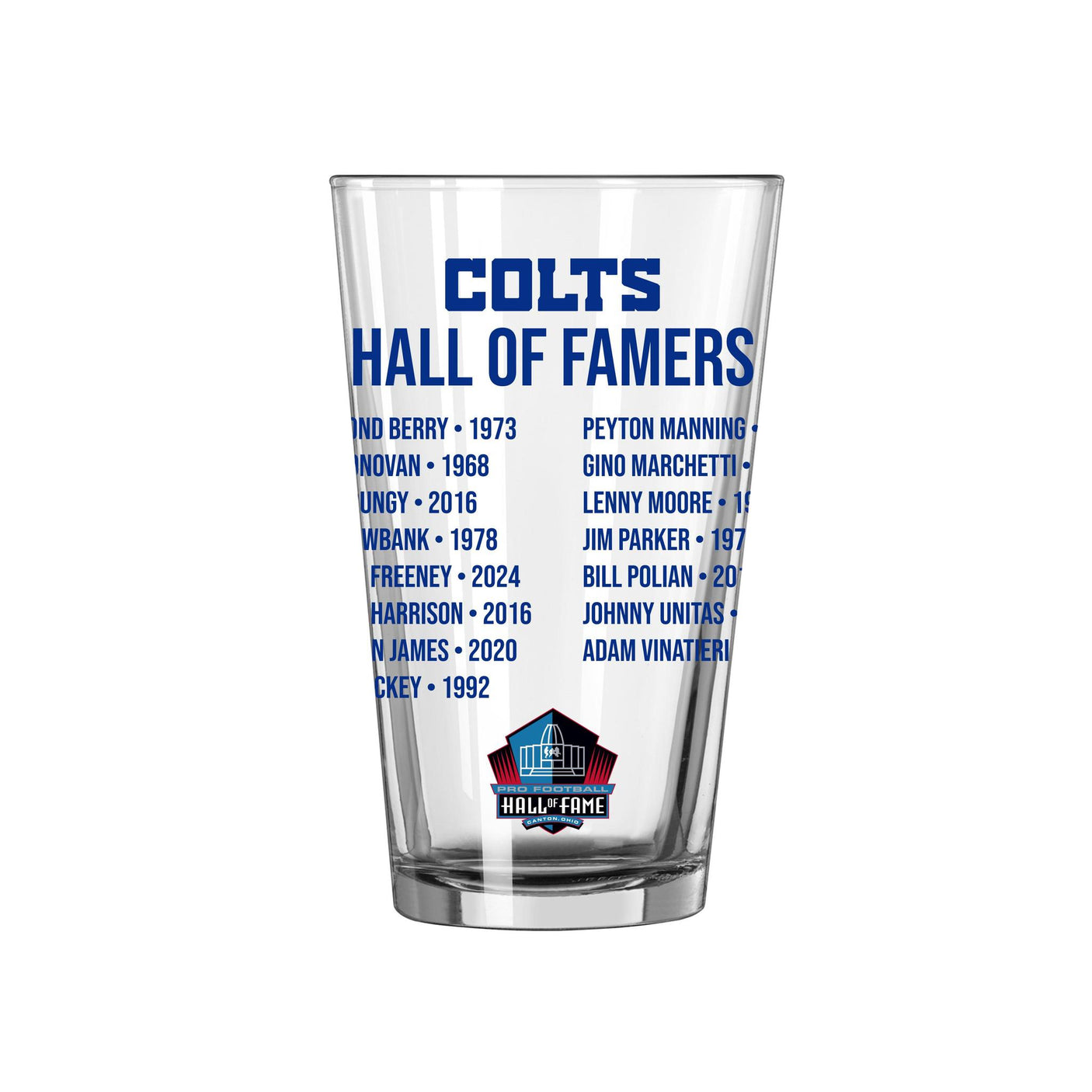 Colts 2026 Hall of Famer Pint Glass