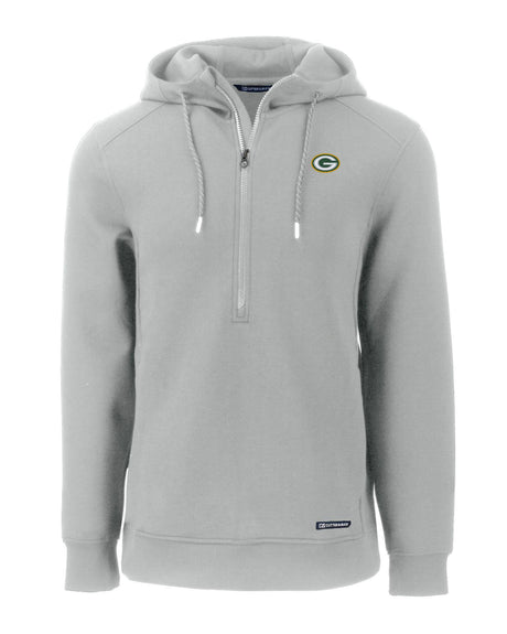 Packers Cutter and Buck Men's Solitaire Roam Eco Half Zip Hooded Pullover
